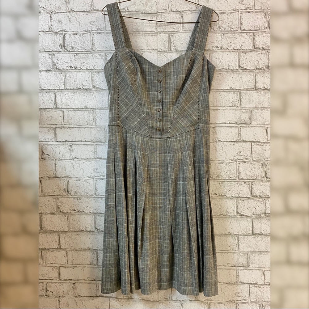 Peruvian Connection Linen Blend Plaid Dress